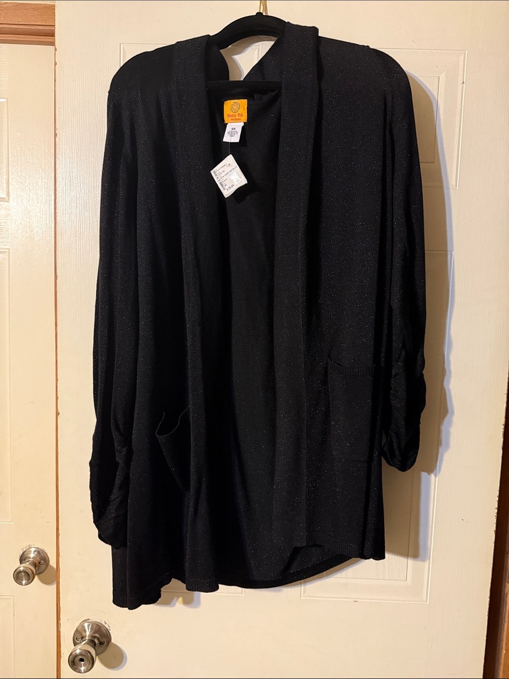 Black Sparkle Open Front Cardigan